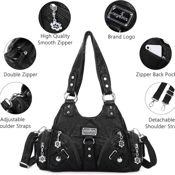 Purses for Women Small Hobo Shoulder Bags Vagen Leather Multi-Pocket Tote Bag wi - Picture 4 of 8